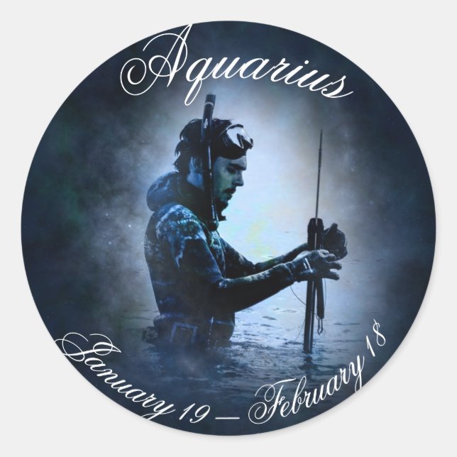 Pegatinas de Zodiac Horoscope Astrología Rótulo Aq (Anverso)