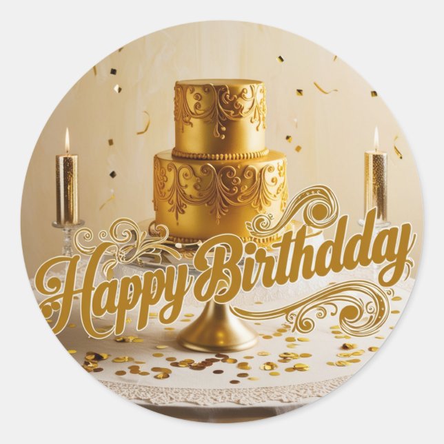 Pegatinas decentes del oro metálico de cumpleaños  (Anverso)