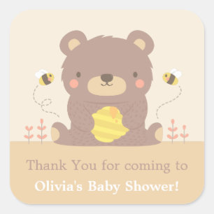 Pegatinas decorativas para baby shower de osito de