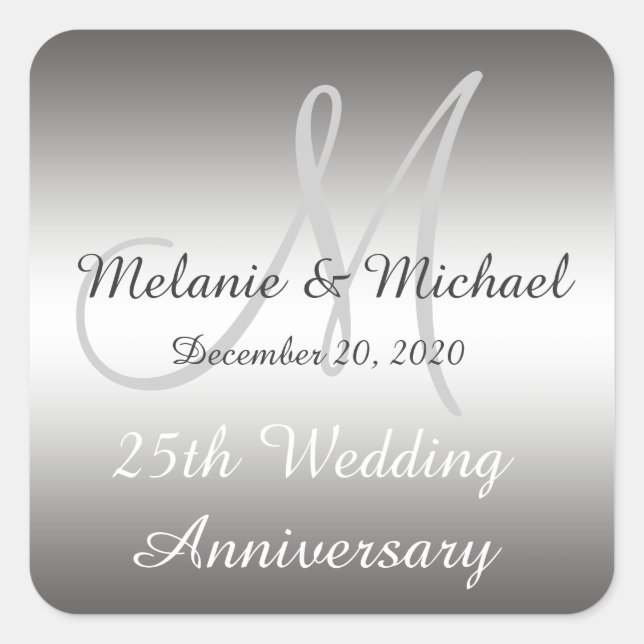 Pegatinas del 25° Aniversario Boda de Plata (Anverso)