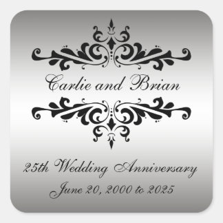 Pegatinas del 25° Aniversario del Boda Negro de Pl