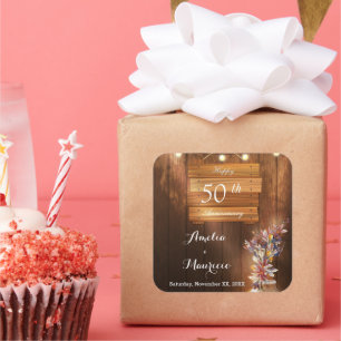 Pegatinas del 50° Aniversario de la Boda de madera