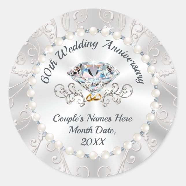 pegatinas del 60 aniversario por favores y sobres (Anverso)