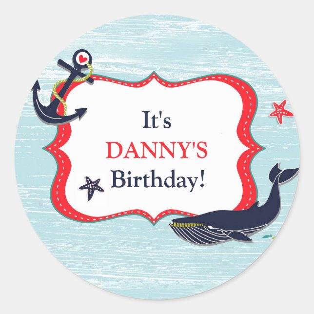 Pegatinas del Anchor Whale Birthday Party (Anverso)