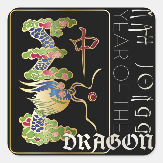 Pegatinas del Año Dragón Mah Jongg (Anverso)