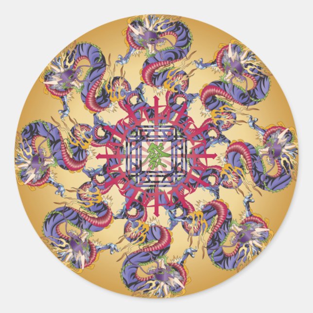 Pegatinas del Año Dragón Mah Jongg (Anverso)