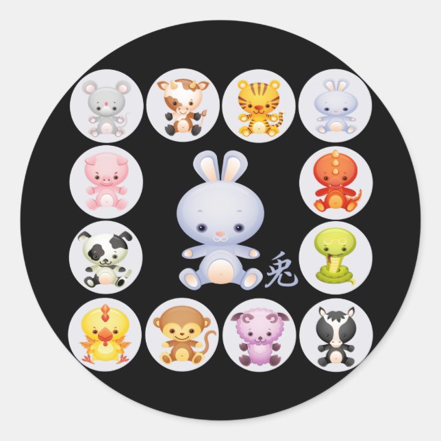 Pegatinas del Año Zodiaco Chino del Conejo (Anverso)
