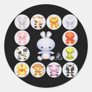 Pegatinas del Año Zodiaco Chino del Conejo