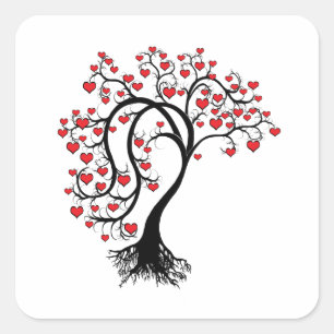 Pegatinas del árbol de corazones