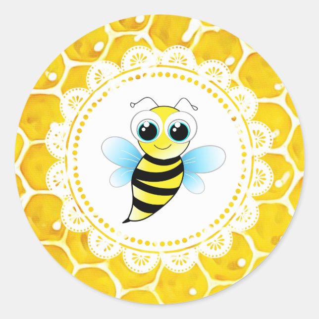 Pegatinas del Baby Shower Cute Honeybee Honeycomb (Anverso)