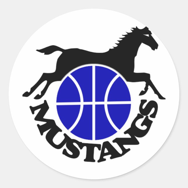 Pegatinas del baloncesto de los mustangos (Anverso)