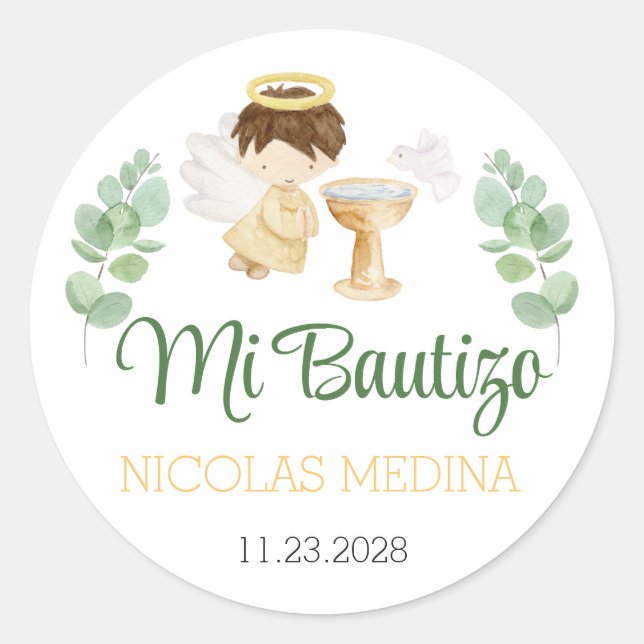 Pegatinas del bautismo Bautizo Pegatinas Español E (Anverso)