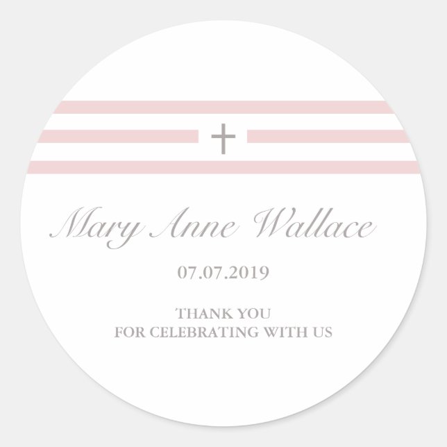 Pegatinas del bautismo rosa (Anverso)