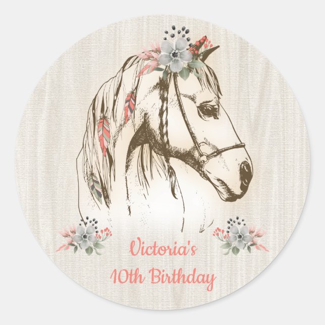 Pegatinas del Boho Horse Birthday Party (Anverso)