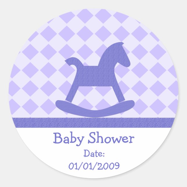 Pegatinas del caballo morado de Baby Shower (Anverso)