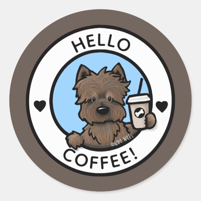 Pegatinas del Café Cairn Terrier (Anverso)