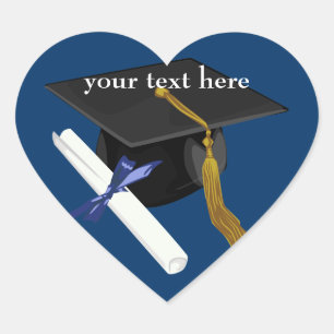 Pegatinas del Cap Heart de Graduación Negra