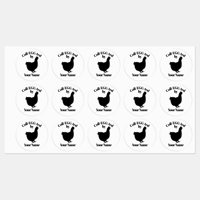 Pegatinas del cártel de huevos con tu nombre (Hoja)