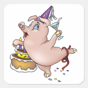 Pegatinas del cerdo del cumpleaños