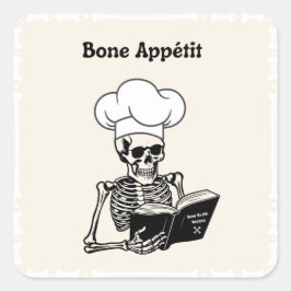 Pegatinas del chef Bone Appétit Halloween Skeleton