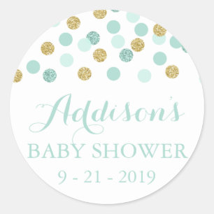 Pegatinas del círculo de Baby Shower del purpurin