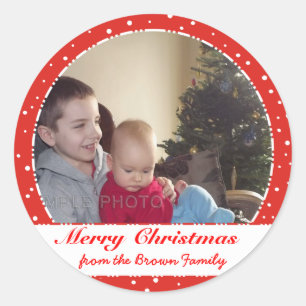Pegatinas del Círculo Rojo de la Familia Feliz Nav