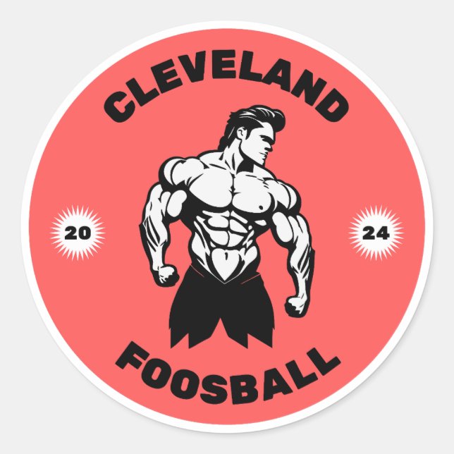 Pegatinas del Cleveland Foosball Musman Man (Anverso)