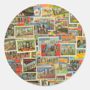 Pegatinas del Collage de postales de viaje de vint