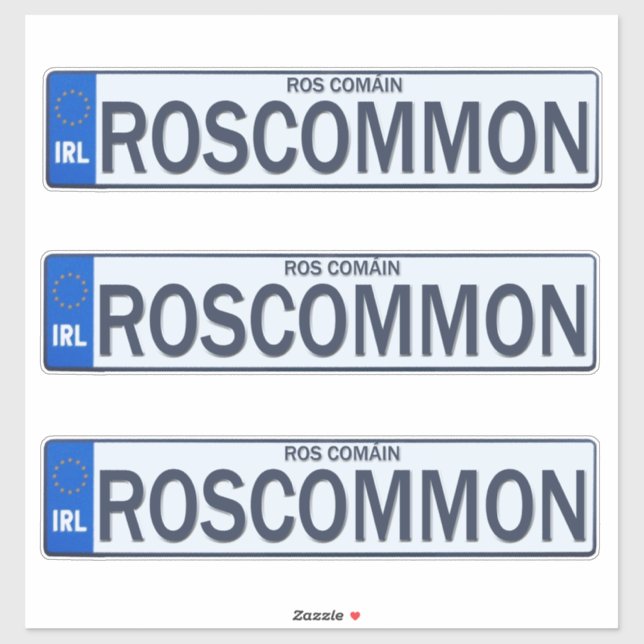 Pegatinas del condado Roscommon Irish Reg Plate De (Hoja)