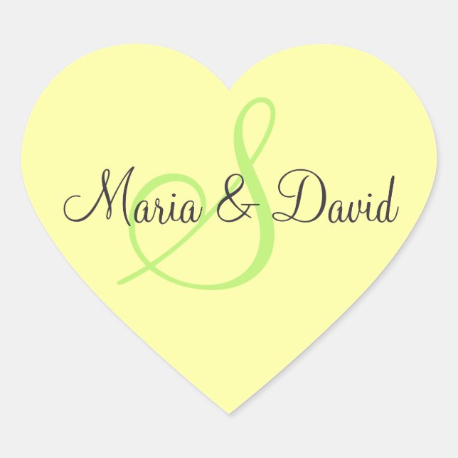 Pegatinas Del Corazón Amarillo Del Monograma S | S (Anverso)
