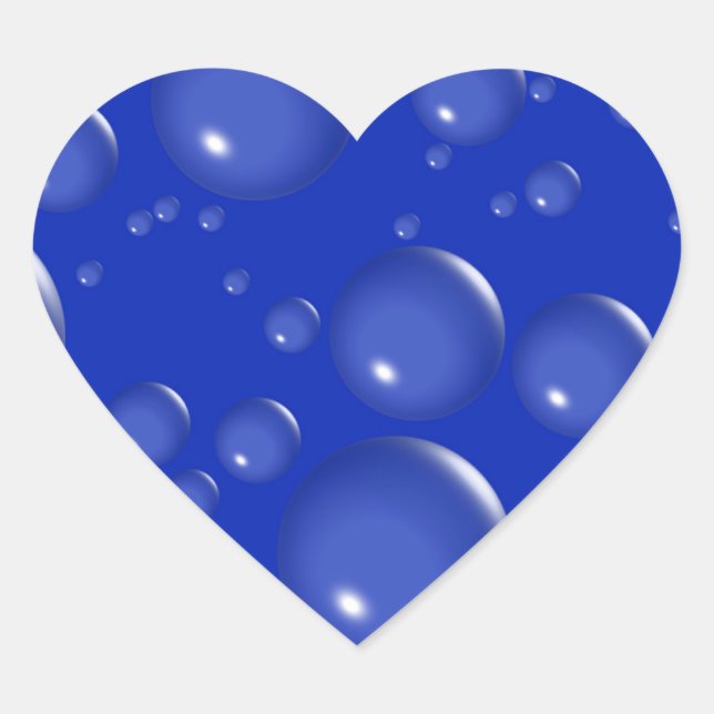 Pegatinas del corazón azul Bubbles (Anverso)