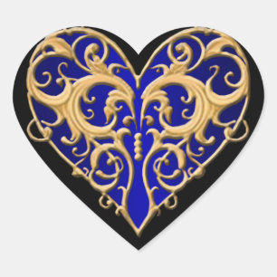 Pegatinas del corazón azul filigrés