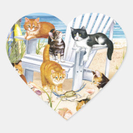 Pegatinas del corazón de Beach Bum Kittens