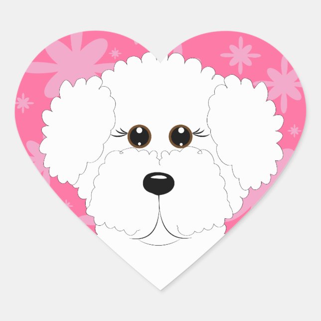 Pegatinas del corazón de Bichon Frise (Anverso)
