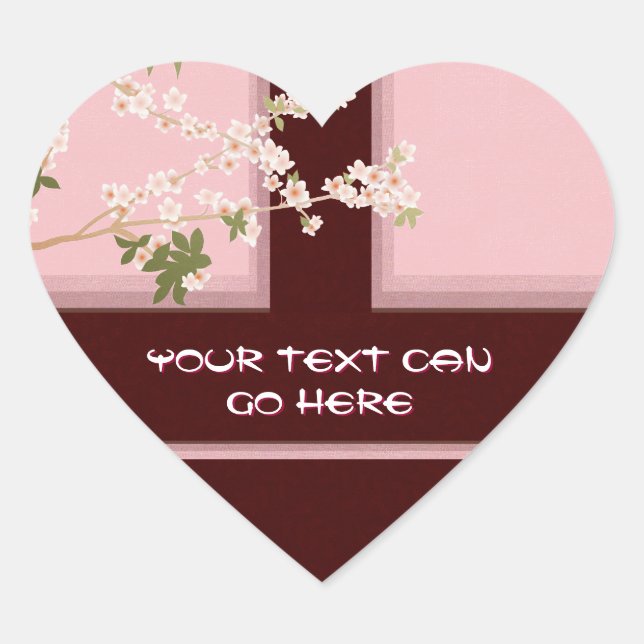Pegatinas del Corazón de Cerezo Blossom (Anverso)