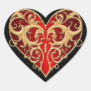Pegatinas del corazón de Filigré Rojo