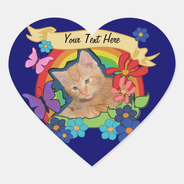 Pegatinas del Corazón de Gatitos y Arcoiris (Anverso)