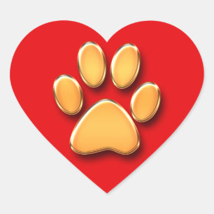 Pegatinas del corazón de Gold Paw