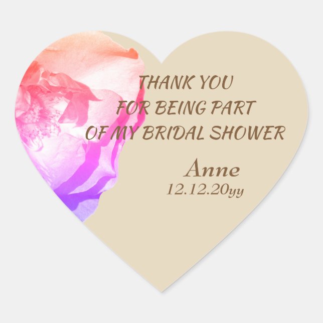 Pegatinas del corazón de la ducha rosa de la novia (Anverso)