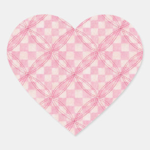 Pegatinas del corazón de la PINK CHECK QUILT