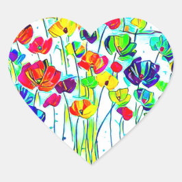 Pegatinas del corazón de las flores, brillante