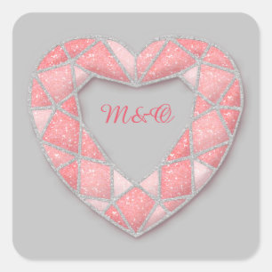 pegatinas del corazón de los diamantes rosados