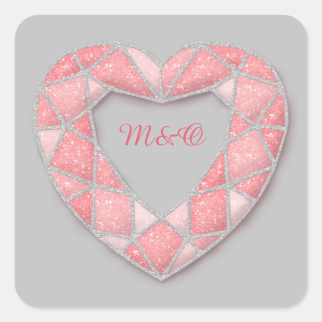 pegatinas del corazón de los diamantes rosados (Anverso)