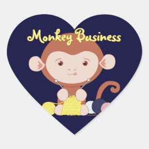Pegatinas del corazón de los monos de punto