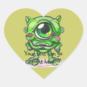 Pegatinas del corazón de los monstruos verdes