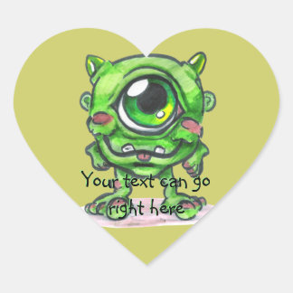 Pegatinas del corazón de los monstruos verdes