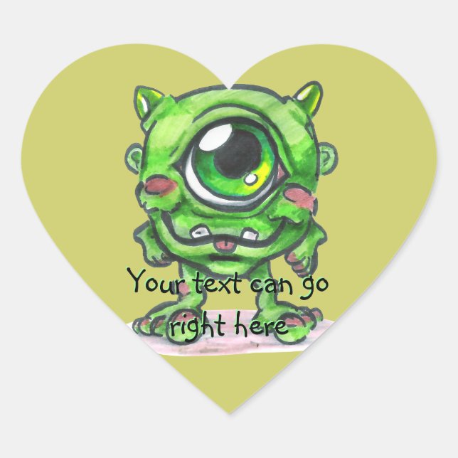 Pegatinas del corazón de los monstruos verdes (Anverso)