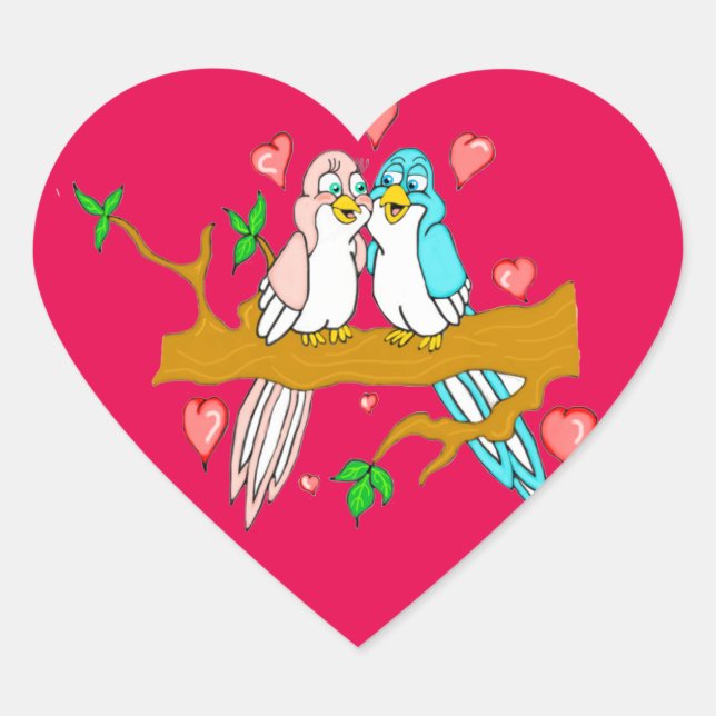 Pegatinas del corazón de Lovebirds (Anverso)