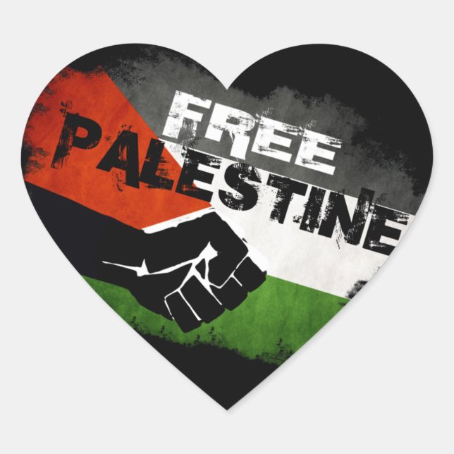 Pegatinas del corazón de Palestina Libre (Anverso)