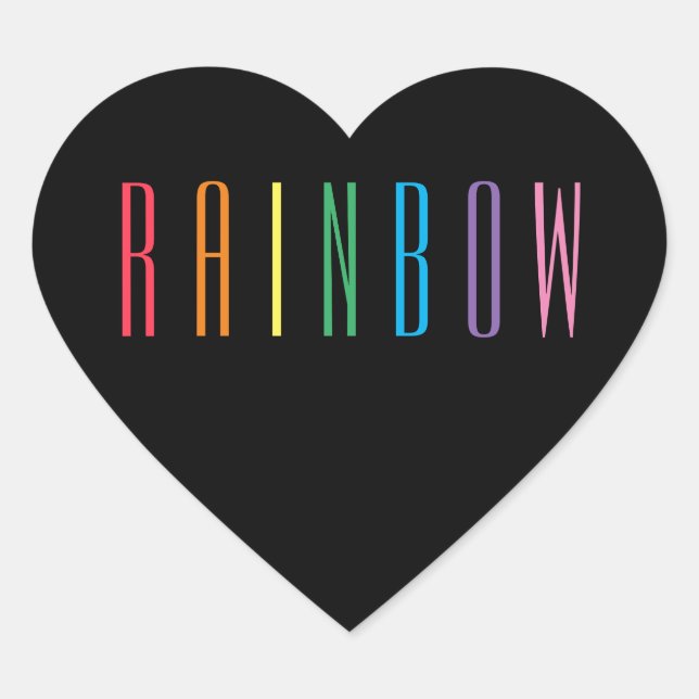 PEGATINAS del corazón de RAINBOW / negro (Anverso)
